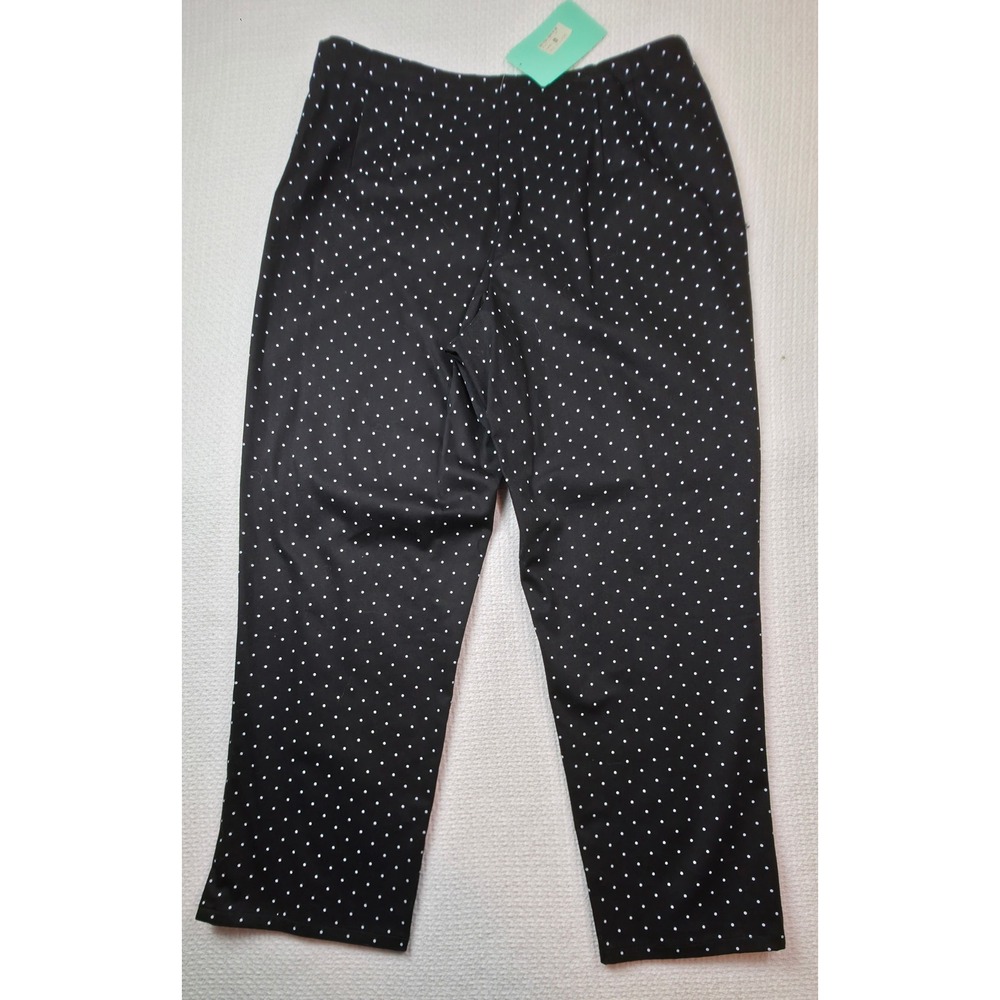 Susan Bristol Polka Dot Pants Women 10 Black White Side Zip New - Picture 2 of 11